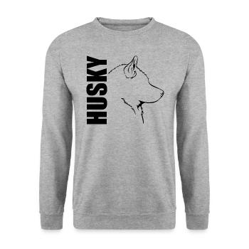 PROFIL HUSKY Chiens Chiens Wilsigns Chiens de traîneau - Sweat-shirt Unisexe - gris chiné - Devant - Alina (178cm) & Michal (187cm)