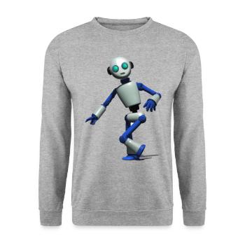 3D dance robot in blue and white - Unisex Sweatshirt - salt & pepper - Front - Alina (178cm) & Michal (187cm)