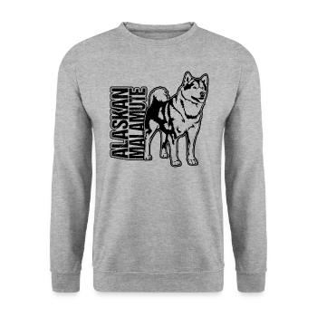 ALASKAN MALAMUTE Portrait Wilsign’s Sled Dog - Sweat-shirt Unisexe - gris chiné - Devant - Alina (178cm) & Michal (187cm)