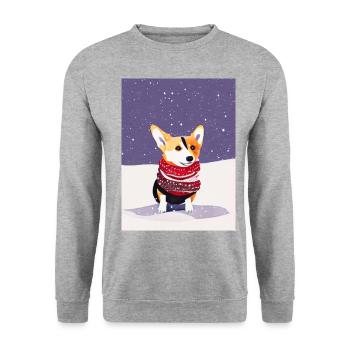Mignon Corgi avec foulard de Noël rouge-blanc - Sweat-shirt Unisexe - gris chiné - Devant - Alina (178cm) & Michal (187cm)