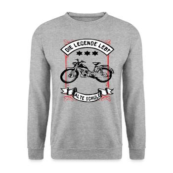 Zündapp Bergsteiger MD 25 Mofa Kult - Unisex Pullover - Weißgrau meliert - Vorne - Alina (178cm) & Michal (187cm)