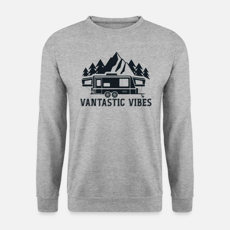 Vantastische Vibes! Van-Reise-Vibes - Unisex Pullover - Weißgrau meliert