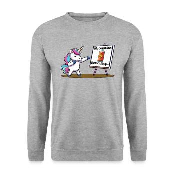 Motivation laden - Unisex Pullover - Weißgrau meliert - Vorne - Alina (178cm) & Michal (187cm)