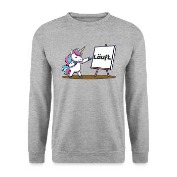 Läuft - Unisex Pullover - Weißgrau meliert - Vorne - Alina (178cm) & Michal (187cm)