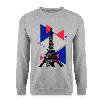 Paris Tour Eiffel France City Skyline Art - Sweat-shirt Unisexe - gris chiné - Devant - Alina (178cm) & Michal (187cm)