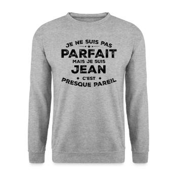 Jean Un Prénom, Une Attitude L’Humour Jean - Sweat-shirt Unisexe - gris chiné - Devant - Alina (178cm) & Michal (187cm)