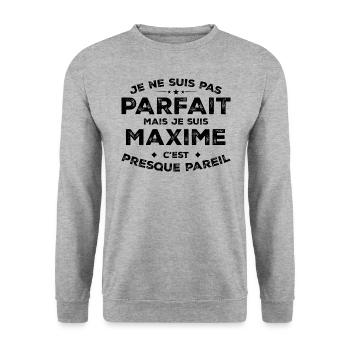 Maxime A name, an attitude Humor Maxime - Unisex Sweatshirt - salt & pepper - Front - Alina (178cm) & Michal (187cm)