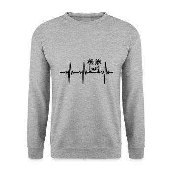 Battement de cœur pour les vacances sous les tropiques Mer et palmiers - Sweat-shirt Unisexe - gris chiné - Devant - Alina (178cm) & Michal (187cm)