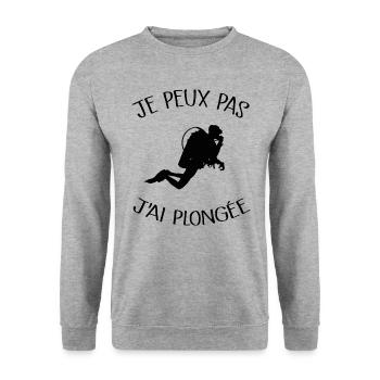 Je Peux Pas J'ai Plongée - Sweat-shirt Unisexe - gris chiné - Devant - Alina (178cm) & Michal (187cm)