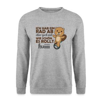 Einrad Biber Einradfahrer Bibere Zirkus - Unisex Pullover - Weißgrau meliert - Vorne - Alina (178cm) & Michal (187cm)