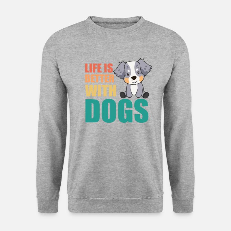 Australian Sheperd Das Leben hunden - Unisex Pullover - Weißgrau meliert