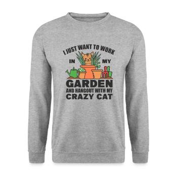I just want to work in my garden cat - Unisex Sweatshirt - salt & pepper - Front - Alina (178cm) & Michal (187cm)