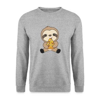 Lustige Pizza Faultier Pizzas Fast Food süße Tiere - Unisex Pullover - Weißgrau meliert - Vorne - Alina (178cm) & Michal (187cm)