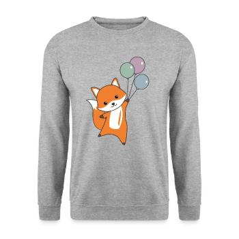 Fuchs süß Tier fliegt Luftballons Kinder - Sweat-shirt Unisexe - gris chiné - Devant - Alina (178cm) & Michal (187cm)