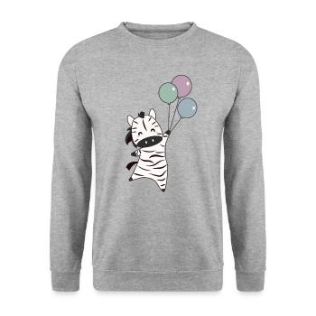 Zebra flies with balloons upwards cute animals - Unisex Sweatshirt - salt & pepper - Front - Alina (178cm) & Michal (187cm)