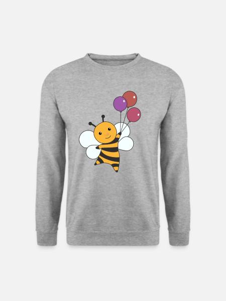 Biene sumsi Luftballons lustige Tiere Honigbiene - Unisex Pullover - Weißgrau meliert