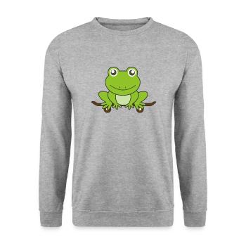 Frog on skatebo bike funny animal skater - Unisex Sweatshirt - salt & pepper - Front - Alina (178cm) & Michal (187cm)