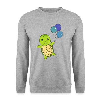 turtle cute animal flies balloons children - Unisex Sweatshirt - salt & pepper - Front - Alina (178cm) & Michal (187cm)