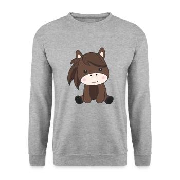 Horse sweet pony horses rider children - Unisex Sweatshirt - salt & pepper - Front - Alina (178cm) & Michal (187cm)