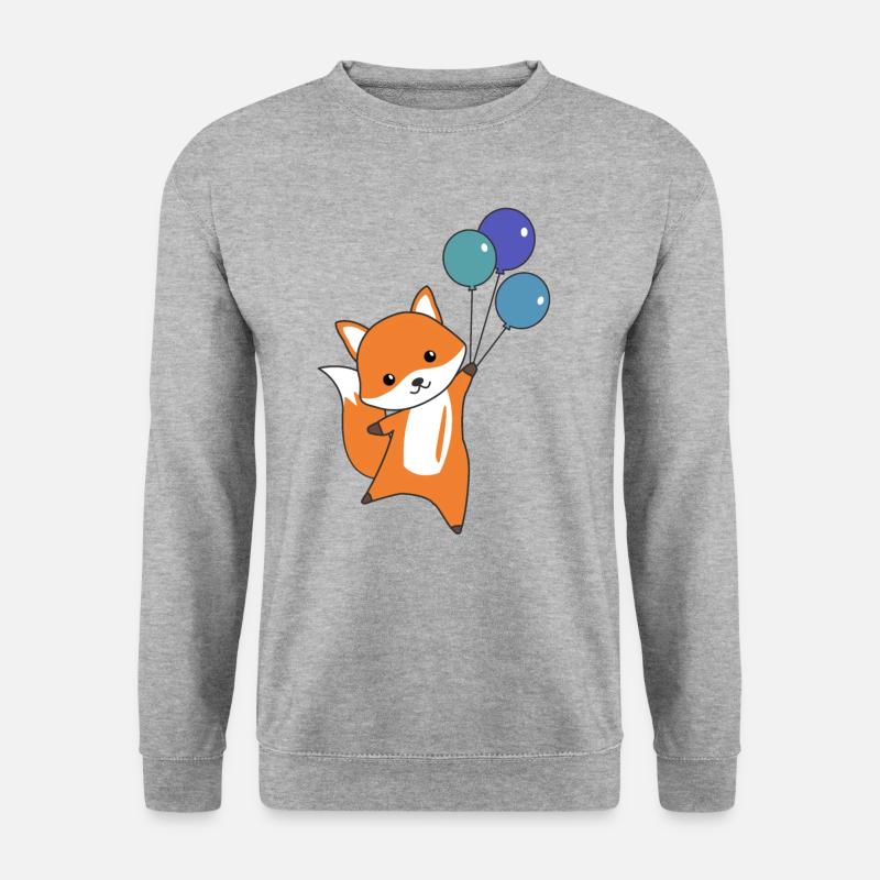 Fuchs süß Tier fliegt Luftballons Kinder Füchse - Unisex Pullover - Weißgrau meliert