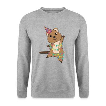 Quokka wishes happy birthday to you Quokkas - Unisex Sweatshirt - salt & pepper - Front - Alina (178cm) & Michal (187cm)