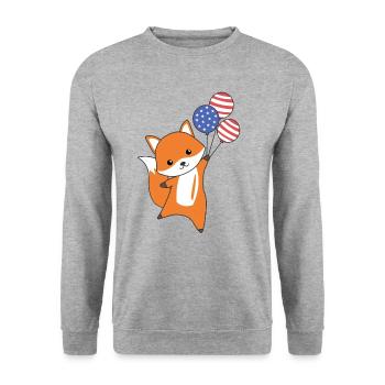 Le renard vole ballons USA en haut doux animaux renards - Sweat-shirt Unisexe - gris chiné - Devant - Alina (178cm) & Michal (187cm)
