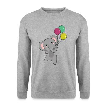 L’éléphant vole avec des ballons des animaux mignons pour les enfants - Sweat-shirt Unisexe - gris chiné - Devant - Alina (178cm) & Michal (187cm)