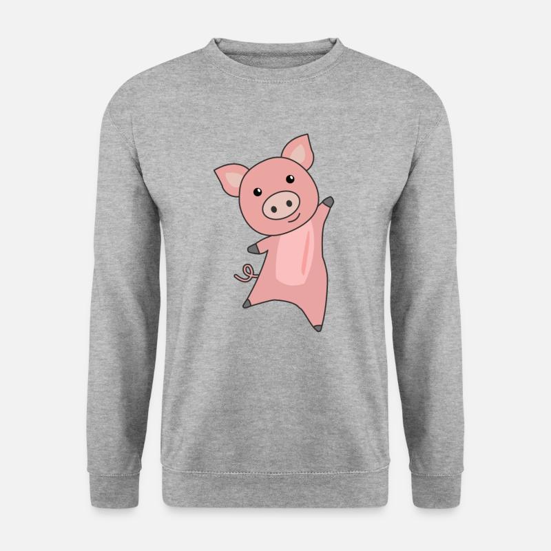 Schwein Schweinchen Ferkel lustige Schweine - Unisex Pullover - Weißgrau meliert