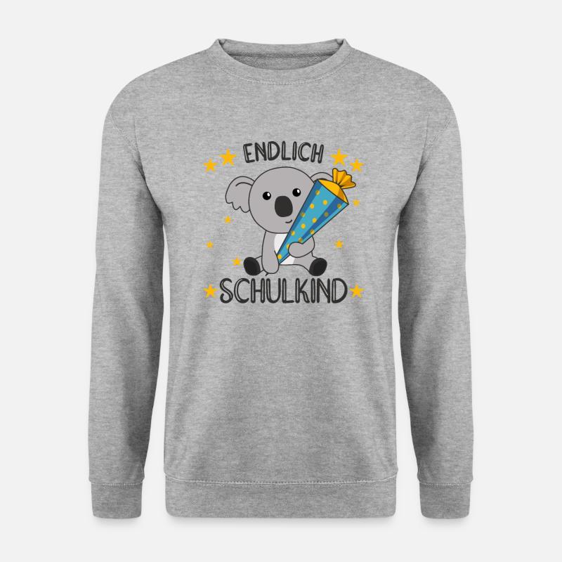Endlich Schulkind Koala Schultüte Einschulung - Unisex Pullover - Weißgrau meliert