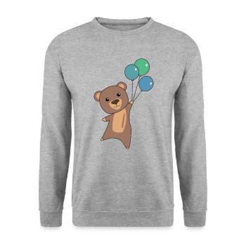 Bear flies up with balloons - Unisex Sweatshirt - salt & pepper - Front - Alina (178cm) & Michal (187cm)