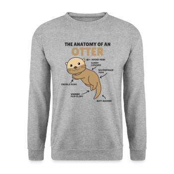 süße Otter Erklärung Anatomy of an Otter - Unisex Pullover - Weißgrau meliert - Vorne - Alina (178cm) & Michal (187cm)