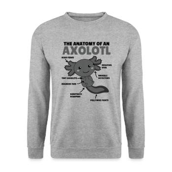 Axolotl Explanation Anatomy of an Axolotl - Unisex Sweatshirt - salt & pepper - Front - Alina (178cm) & Michal (187cm)