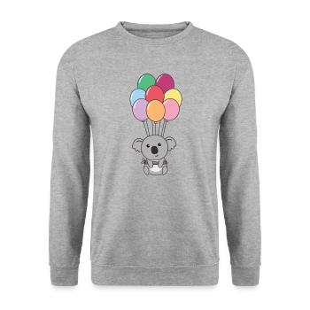 Koala flies upwards with colorful balloons - Unisex Sweatshirt - salt & pepper - Front - Alina (178cm) & Michal (187cm)