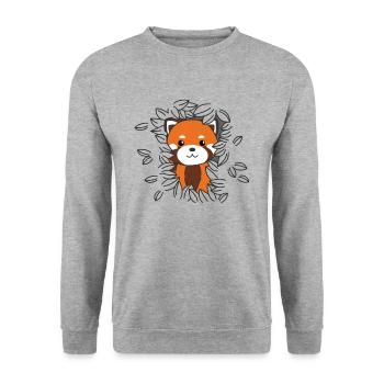 Panda rouge animaux doux pour les enfants Kawaii - Sweat-shirt Unisexe - gris chiné - Devant - Alina (178cm) & Michal (187cm)