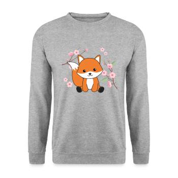 Renard animaux mignons pour les enfants Renards Kawaii - Sweat-shirt Unisexe - gris chiné - Devant - Alina (178cm) & Michal (187cm)