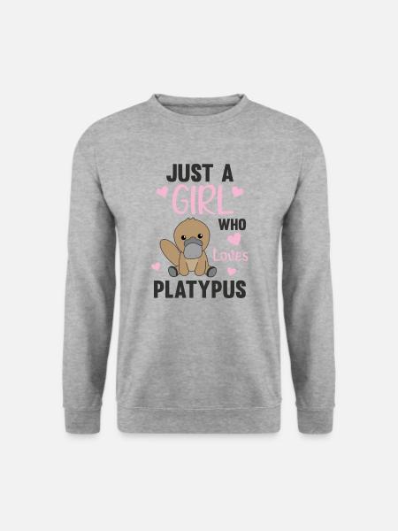 Nur ein Mädchen das Schnabeltiere liebt süße Tiere - Unisex Pullover - Weißgrau meliert
