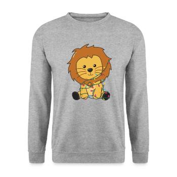 Lion Christmas Snow Winter Animals Lions - Unisex Sweatshirt - salt & pepper - Front - Alina (178cm) & Michal (187cm)