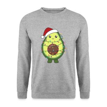 Avocado Christmas Lights Funny Avocados - Unisex Sweatshirt - salt & pepper - Front - Alina (178cm) & Michal (187cm)