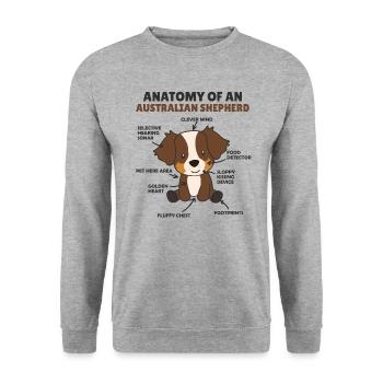 Anatomie d’un shepherd australien doux chiens - Sweat-shirt Unisexe - gris chiné - Devant - Alina (178cm) & Michal (187cm)