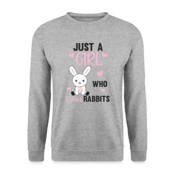 Juste une fille qui aime le lièvre - lapin mignon - Sweat-shirt Unisexe - gris chiné - Devant - Alina (178cm) & Michal (187cm)