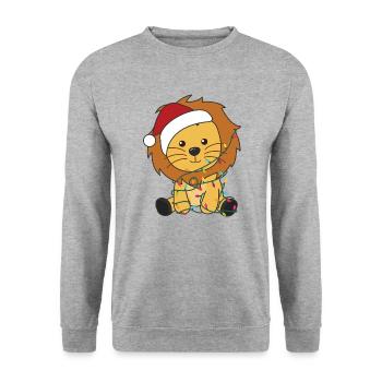 Lion Christmas Snow Winter Animals Lions - Unisex Sweatshirt - salt & pepper - Front - Alina (178cm) & Michal (187cm)
