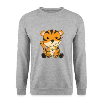 Tigre Noël Neige Hiver Animaux Tigre - Sweat-shirt Unisexe - gris chiné - Devant - Alina (178cm) & Michal (187cm)