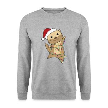 Loutre Noël Neige Animaux d’hiver Loutre - Sweat-shirt Unisexe - gris chiné - Devant - Alina (178cm) & Michal (187cm)
