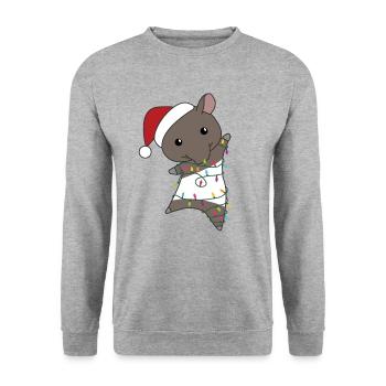 Tapir Christmas Tapir Winter Animals - Unisex Sweatshirt - salt & pepper - Front - Alina (178cm) & Michal (187cm)