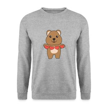 Quokka pour la Saint-Valentin doux animaux avec des cœurs - Sweat-shirt Unisexe - gris chiné - Devant - Alina (178cm) & Michal (187cm)
