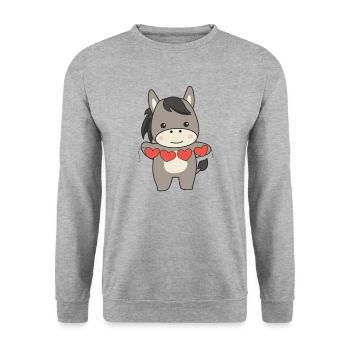 Ânes pour la Saint-Valentin doux animaux avec des cœurs - Sweat-shirt Unisexe - gris chiné - Devant - Alina (178cm) & Michal (187cm)