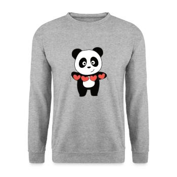 Panda pour la Saint-Valentin doux animaux avec des cœurs - Sweat-shirt Unisexe - gris chiné - Devant - Alina (178cm) & Michal (187cm)