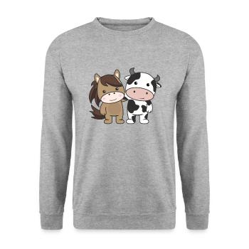 Cheval Vache Amoureux des animaux Animaux mignons pour les enfants Chevaux - Sweat-shirt Unisexe - gris chiné - Devant - Alina (178cm) & Michal (187cm)
