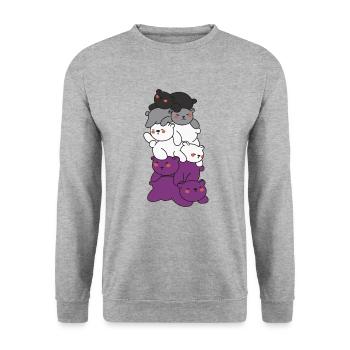 Asexual Flag Pride LGBTQ Bear cute animals - Unisex Pullover - Weißgrau meliert - Vorne - Alina (178cm) & Michal (187cm)