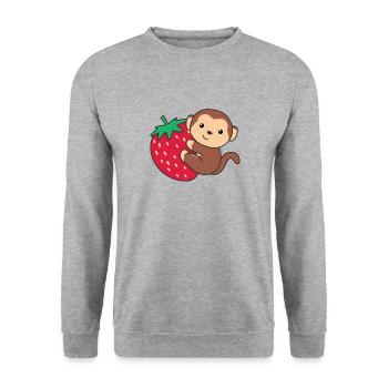 Monkey with strawberry sweet monkeys with fruits - Unisex Sweatshirt - salt & pepper - Front - Alina (178cm) & Michal (187cm)